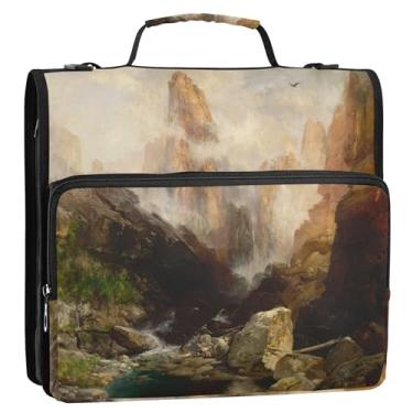 Imagem de Organizador de fichário Landscape Thomas Moran Mist Kanab Canyon com zíper de 3 cm para fichários escolares resistentes com alça de ombro, suporte para 500 folhas