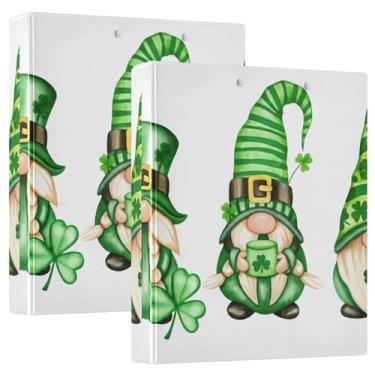 Imagem de St Patricks Gnomo Fichários fofos de 3,8 cm com 3 argolas, 200 folhas, portfólio, anel redondo, fichário de escritório, 31,5 x 27 x 6 cm, pacote com 2