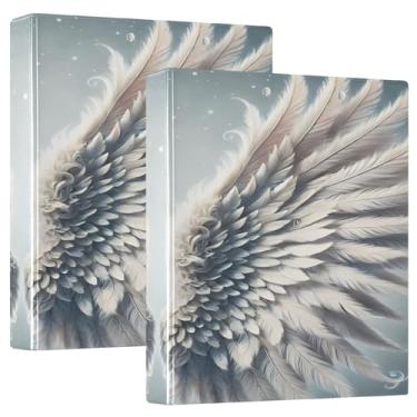 Imagem de Elegante anel de fichário cinza asas brancas, 1 pacote organizador de fichário, fichário de plástico com 3 anéis