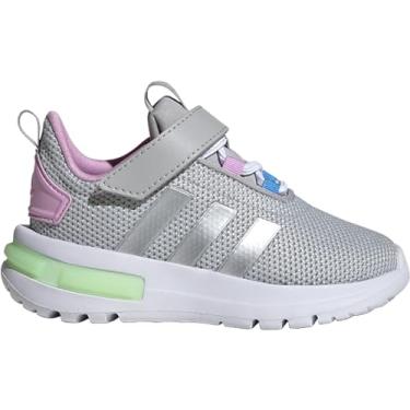 Imagem de adidas Tênis unissex Baby Racer Tr23 Hook & Loop, Cinza/prata metálico/lilás (renda elástica), 19