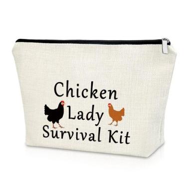 Imagem de Bolsa de cosméticos Sazuwu Chicken Lover, presente para mulheres, bran