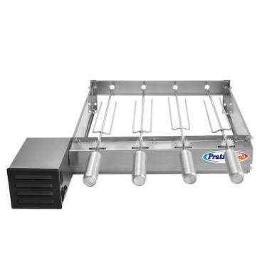 Imagem de Churrasqueira Grill Baixo 4 Espetos Giratório Inox Motor Weg - Pratic 
