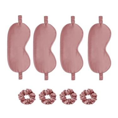 Imagem de Máscara de cetim para os olhos, 8 peças, máscaras de seda para dormir, sombra de olhos sedosa, blecaute, cobertura para olhos, laços de cabelo, presentes de casamento