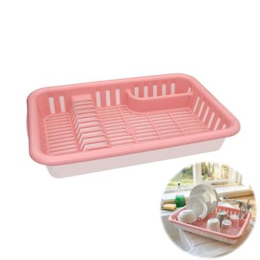 Imagem de Escorredor de Louças Secador de Pratos Talheres com Bacia Rosa - Rotaplast