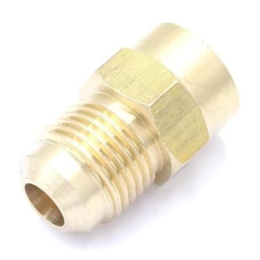 Imagem de SAE macho 5/20.3 cm-18 UNF Fit Tube OD 3/20.3 cm x 1/10.2 cm NPT fêmea latão SAE 45 graus conectores de encaixe de tubulação 1000 PSI