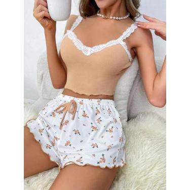 Imagem de Conjunto De Pijama Sexy De Renda Feminino Ajuste Slim Camisola Regata 