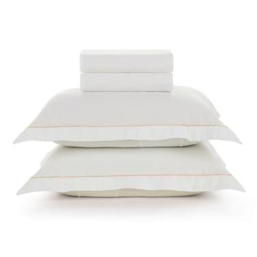 Imagem de Jogo Lençol Queen Karsten 200 Fios 100 Algodão Percal 4 peças Dobra Fe