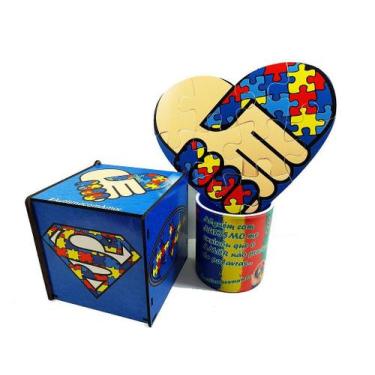 Imagem de Kit Presente Quebra-cabeça coração Colorido para Autistas - Coleção TE
