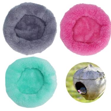 Imagem de Almofada macia e lavável com casca de coco - tapete de pelúcia longo e espesso, cabe totalmente em gaiolas de pássaros de casca de coco - 14 cm para papagaio, canário, periquito e calopsita, pacote