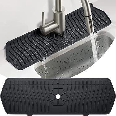 Imagem de Protetor de Borrifo da Pia Cozinha Silicone Prato para Pegar Gotejos Manivela do Faucet Tapete Absorvente Protetores Banheiro Casa Campo Acessórios RV com Design Drenagem Mantém as Bancadas Secas e Li