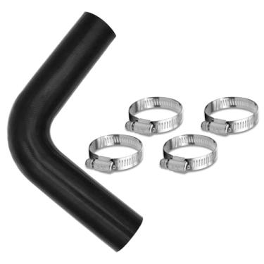 Imagem de Mangueira de pescoço de enchimento de combustível de gasolina de 2,5 cm ID com 4 braçadeiras - (90 graus, 38 cm de comprimento), mangueira de tanque de gás reforçada