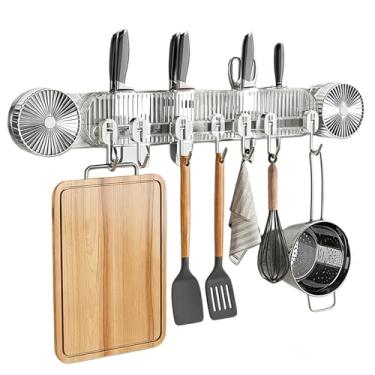 Imagem de Ganchos de,Carril Ajustável Resistente Para Armazenamento | Suportes de Cozinha de Parede Sem Danos | Para Casa Banheiro Cozinha Toalha Esponja Tabua Chapeu Casaco