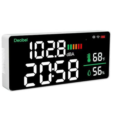 Imagem de Naroote Medidor de Nível de Som LED Com Tela de 11 Polegadas, Medidor de Decibéis Montado na Parede de Alta Precisão para Aplicativo, Adequado para Monitoramento de Escritório Doméstico