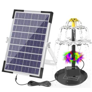 Imagem de Bomba de Fontana Solar 6W com 12 Luzes LED 9 Bicos Bateria Integrada 1500mAh d Água para Banhador Pássaros Jardim Lagoa Piscina Tanque Peixes Aquário