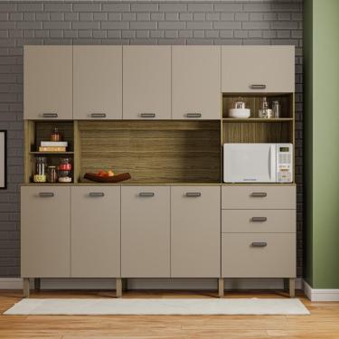 Imagem de Armario De Cozinha Compacta 10 Portas 2 Gavetas Toronto - Freijó/vanilla