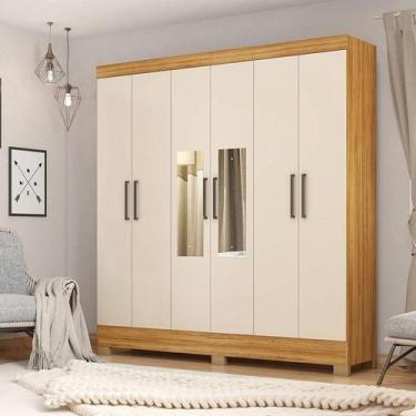 Imagem de Guarda Roupa Casal Ambiente Prático Cinamon Touch Off White com Espelh