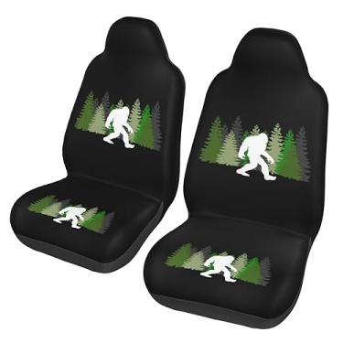 Imagem de Capas de assento de carro Sasquatch Bigfoot Trees Forest Assentos dianteiros - Capas de assento automotivas universais conjunto completo de 2 peças, serve na maioria dos carros, SUV e caminhões
