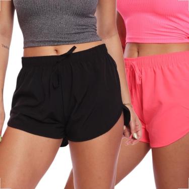 Imagem de Kit 2 Shortinhos Tactel Feminino Moda Praia Piscina Verão Adulto-Feminino