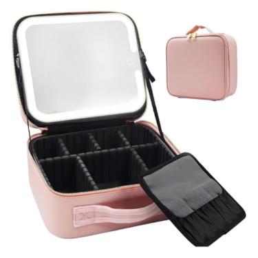 Imagem de Mala de Maquiagem com Espelho LED – Bolsa Necessaire Organizadora para Cosméticos e Viagem(Multicolorido)