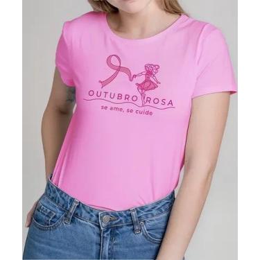 Imagem de Camiseta Camisa Feminina Masculina Algodão Campanha Outubro Rosa Preve