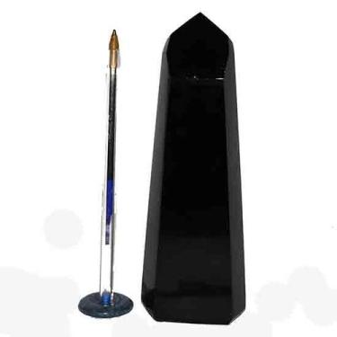 Imagem de Ponta Obsidiana Negra Grande 15cm Pedra Lava Vulcanica - Cristaisdecur