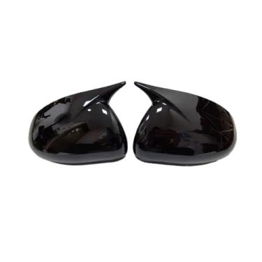 Imagem de Adesivo de carro retrovisor lateral espelho capa chifre asa tampa exterior porta traseira caso guarnição fibra de carbono olhar Compatível com kia rio 2011-2017(No Light Black)