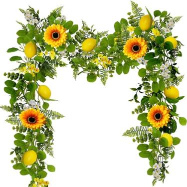Imagem de QuarenDen Guirlanda De Limão Artificial, 6,56 Pés, Videiras Suspensas Girassol, Flores Para Aniversário, Sala, Cozinha, Jardim, Casamento, Chá Bebê, Decoração Mesa Festa