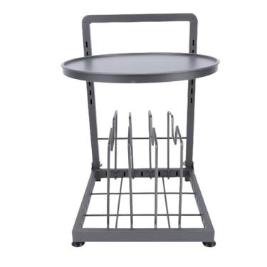 Imagem de AYNEFY Organizador de Panelas Rack Organizador de Panelas Design Ajustável Rack de de Cozinha Suporte de de Aço Carbono Economia de Espaço para Armários de Cozinha Bancadas ou áreas de Pia