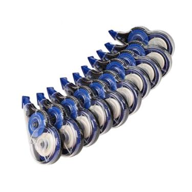 Imagem de MERIGLARE 10 peças de fita corretiva com dispensador, resistente a rasgos, limpeza rápida e fácil de usar para diário e planejador de caligrafia, Preto