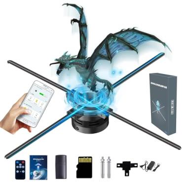 Imagem de Rycixon Ventilador holográfico 3D de 18 polegadas, controle de aplicativo WiFi, áudio Bluetooth, alto brilho, parede de vídeo com sincronização de várias unidades, controle remoto, capa de acrílico