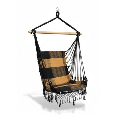 Imagem de Rede Cadeira de teto suspensa Descanso e Balanço(CARAMELO/PRETO)
