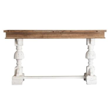 Imagem de Mesa de entrada moderna vintage de madeira maciça, console estreito, prateleira de flores criativas, mesas de sofá para sala de estar, corredor, quarto, corredor