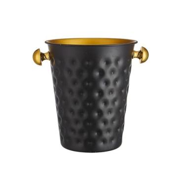 Imagem de Recipiente de gelo de aço inoxidável grosso balde de gelo com alça ótimo para bar doméstico, cerveja gelada, champanhe e vinho cerveja balde de champanhe (preto)