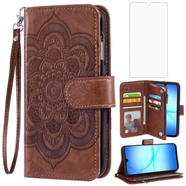 Imagem de Asuwish Capa de telefone para Samsung Galaxy A17 5G capa carteira com protetor de tela de vidro temperado e flor couro PU flip porta-cartão de crédito suporte cordão acessórios de celular A 17 17A 4G