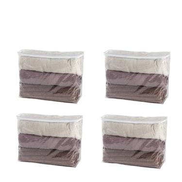 Imagem de Kit Com 4 Organizadores Multiuso/Saco Embalagem P-M-G Com Zíper PVC Transparente(Kit com 4 - P - 39X31X11)