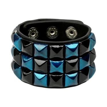 Imagem de Pulseira Unissex De Couro PU Estilo Punk Rock Hip Hop Com Caveira, Cor