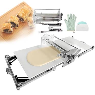 Imagem de CNAOHGHN MáQuina Laminadora De Massa Comercial, Laminadora ReversíVel Para Massa Folhada E Pasta Americana, Controle De Espessura De 2 A 30 Mm, Com Mesa De Trabalho De 40 × 17,7 Polegadas