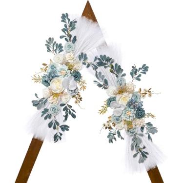 Imagem de Lisuun Flores de arco de casamento, flores artificiais para decoração, flores grandes para decoração floral estilo boho cerimônia de casamento - Pacote com 2