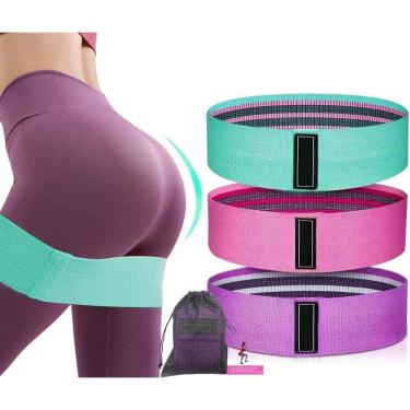 Imagem de Kit 3 Hip Band Treino Exercícios Casa Elástico Funcional