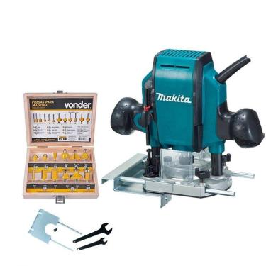 Imagem de Tupia Coluna Makita Rp0900 900W 220V + Jogo Fresas Madeira