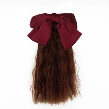 Imagem de Peruca infantil de rabo de cavalo encaracolado, extensões de cabelo longo e macio, extensões de cabelo com laço e nó de rabo de cavalo para mulheres e meninas (estilo 7)