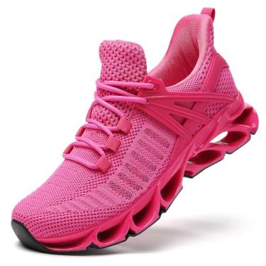 Imagem de DEELOG Tênis feminino de corrida para trilha, academia, treino, atlético, tênis, caminhada, moda, Vermelho rosa 01, 39