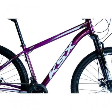 Imagem de Bicicleta Aro 29 Ksx Sd7 21v Cabos Internos Alumínio Freios A Disco Garfo Suspensão Roxo Branco Tamanho 15