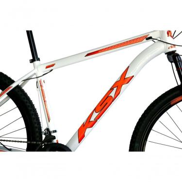 Imagem de Bicicleta Aro 29 Ksx Sd7 21v Cabos Internos Alumínio Freios A Disco Garfo Suspensão Branco Laranja Tamanho 17