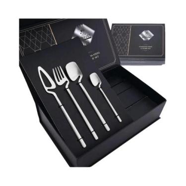 Imagem de Conjunto De Talheres De Aço Inoxidável Preto Fosco Com 32 Peças, Faca,