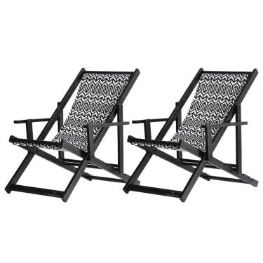 Imagem de Kit 2 Espreguiçadeiras Dobrável Black Cb-retro