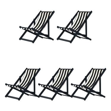 Imagem de Kit 5 Espreguiçadeiras Dobrável Black Sb-l Preto-branco