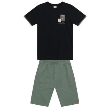 Imagem de Conjunto infantil menino texturizado Brandili, 10, Preto