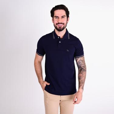 Imagem de Camisa Polo Acostamento Piquet Frisos Marinho-Masculino