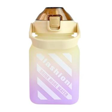 Imagem de Garrafa de plástico quadrada com canudo e alça tie dye 1,5litros - Ami